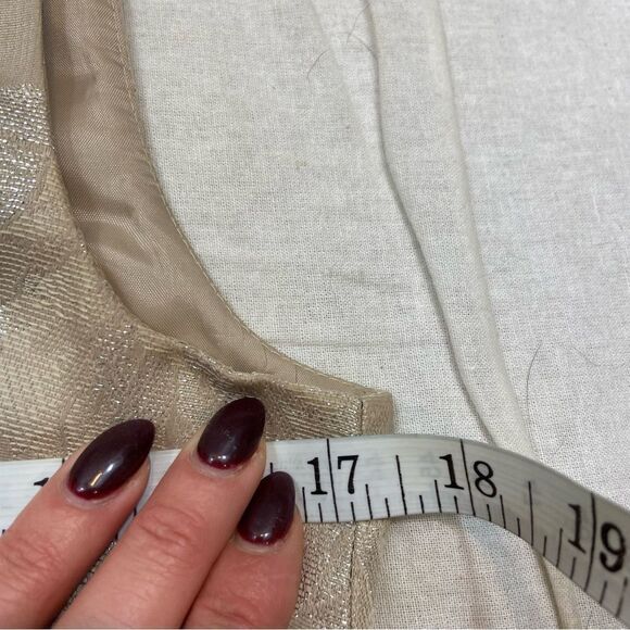 Eliza J Champagne Color Floral Brocade Ruffle Neckline Sleeveless Dress Medium - Picture 8 of 13